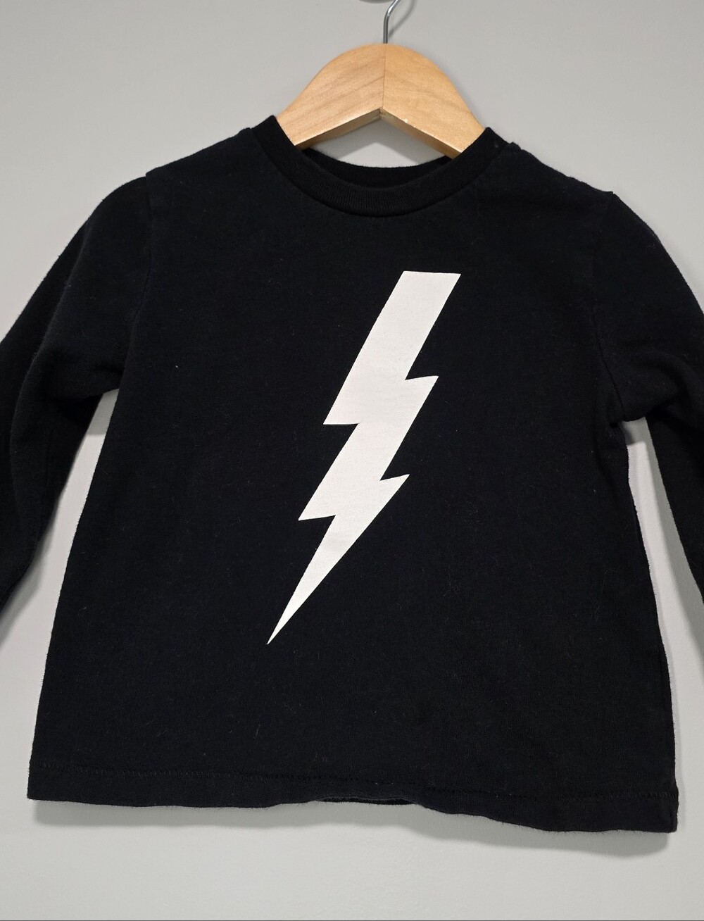 Kids Black Lightning Bolt Long Sleeve Shirt - Picture 2 of 5